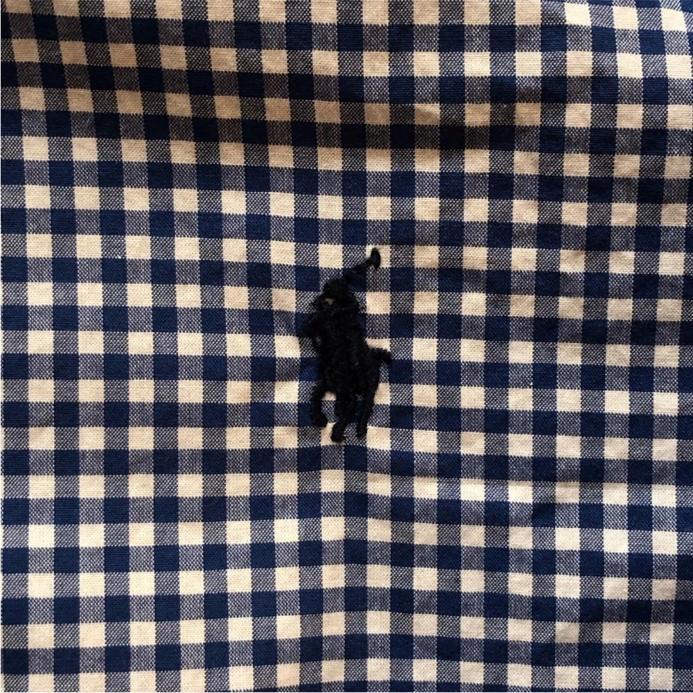 Ralph Lauren Navy and White Gingham Button-Down Boys Shirt - Picture 3 of 3
